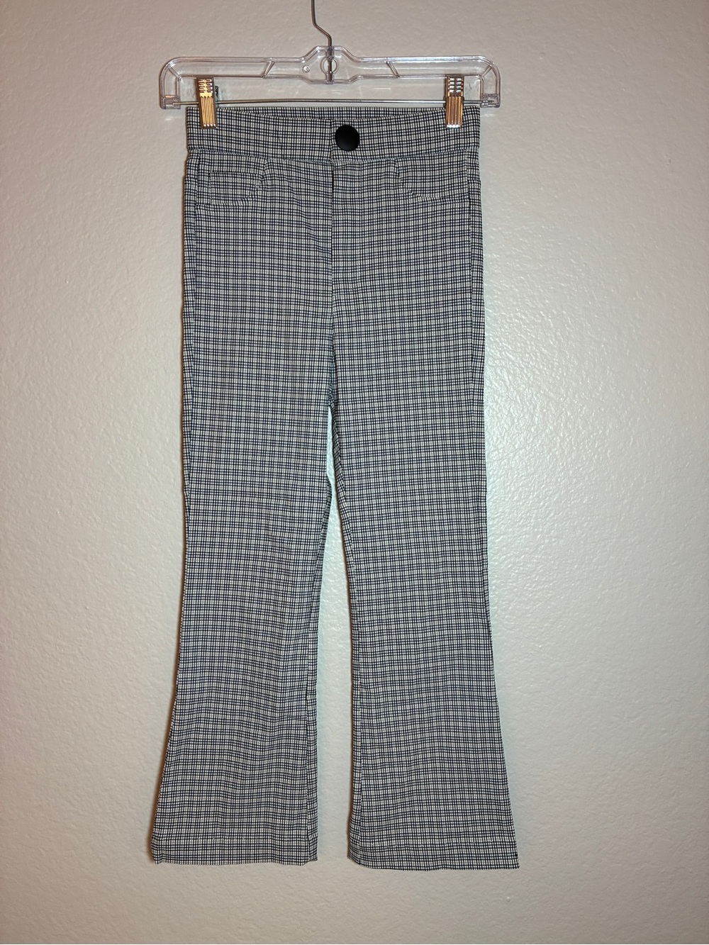 Zara Plaid Flare Pants Women's XS Black White Houndstooth Trouser Bootcut